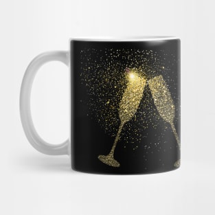 Happy New Year 2023, Gold Sparkles and Champagne Dreams Mug